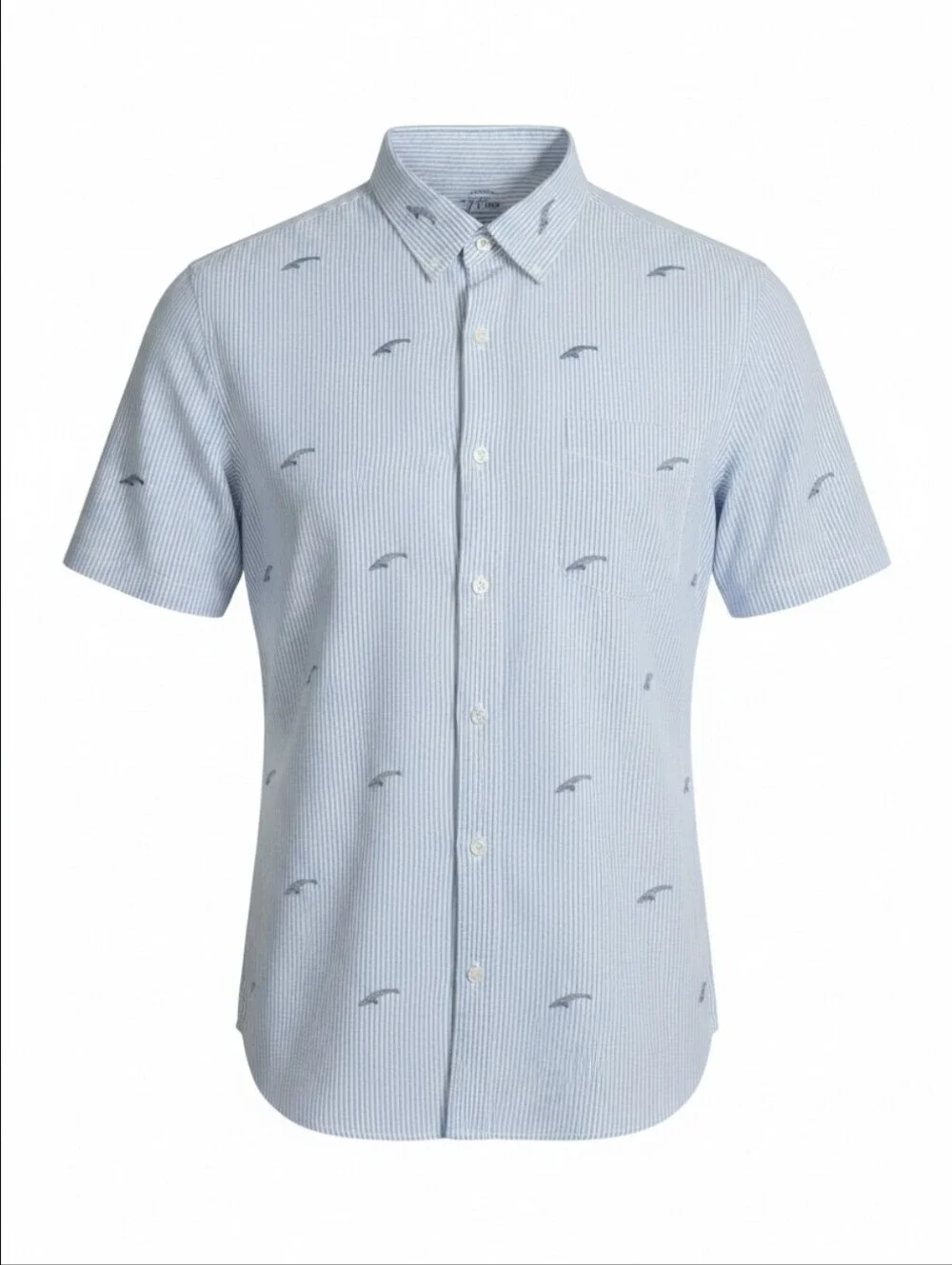 j. Crew | Lightweight Oxford Pin-Striped Embroidered BlueWhale Button Down Shirt